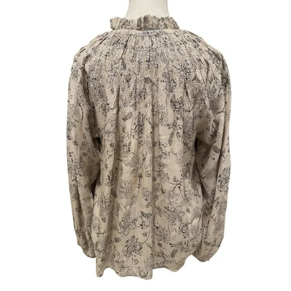 NWOT Love the Label Meredith Smocked Metallic Top Sz S Sabina Lurex Print - Picture 8 of 12